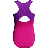 Snowflake Gymnastics Pink Art in Motion T-Back Leotard with Scrunchie - Purple