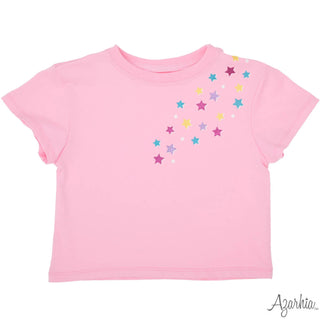 Azarhia Pink Boxy Tee - Glitter Falling Stars