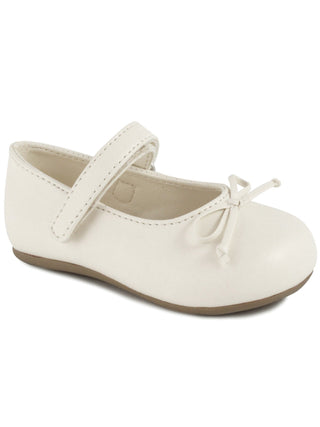 Baby Deer Ashlyn Flat- Ivory with Bow