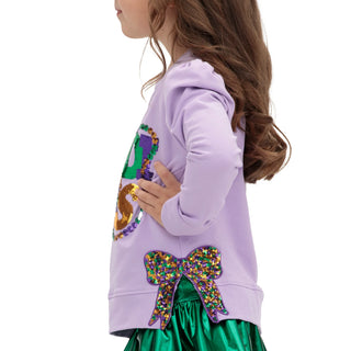 Azarhia Mardi Gras Beads and Bows Lavender Holly Top
