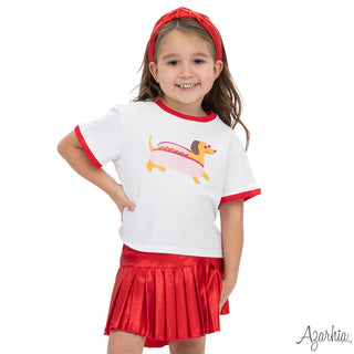 Azarhia White Ringer Boxy Tee - Valentine Hot Dog