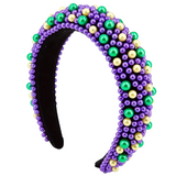 Mardi Gras Beaded Pearl Headband
