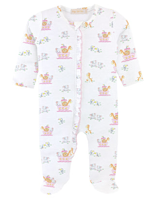 Baby Club Chic Noah's Ark Pink Zipped Footie w/ Ruffles