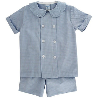 Bailey Boys Dressy Short Set - Blue Microcheck