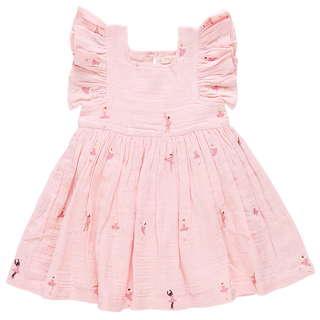 Pink Chicken Ballerina Embroidery Elsie Dress
