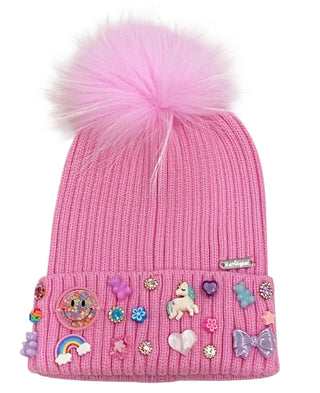 Bari Lynn Pink Charm Beanie