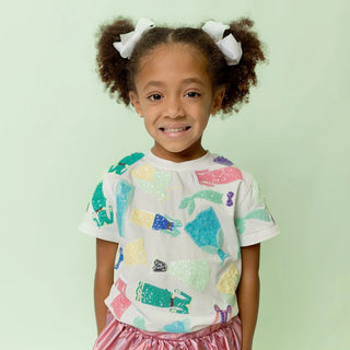 Kid's White Sequin Princess Tee