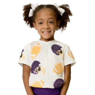 Belle Cher Kids Football Fever Sequin Tee