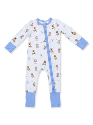 2-Way Zip Romper - Bestie Dogs Blue
