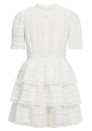 Marlo Kids Betty Ivory Embroidered Mini Dress