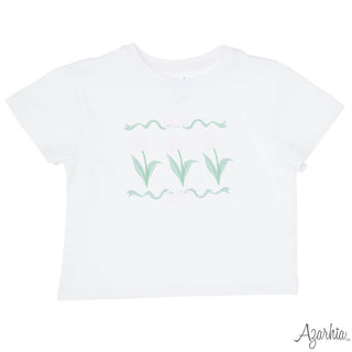 Azarhia White Boxy Tee - Easter Tulips