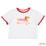Azarhia White Ringer Boxy Tee - Valentine Hot Dog