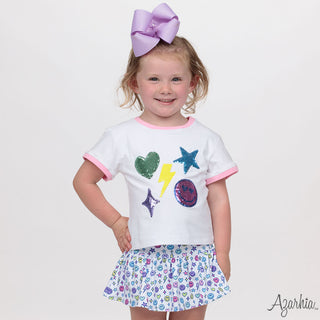 Sequin Bright Emojis White Boxy Tee