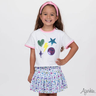 Sequin Bright Emojis White Boxy Tee