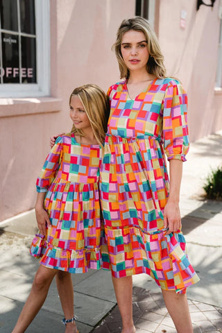 Briton Court Checker Pink Estelle Dress