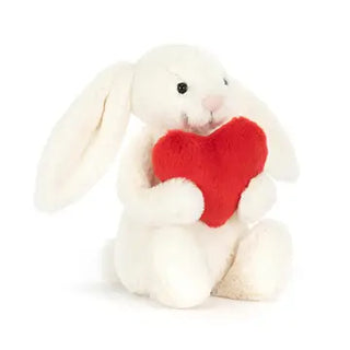 Plush White Bunny with Red Heart