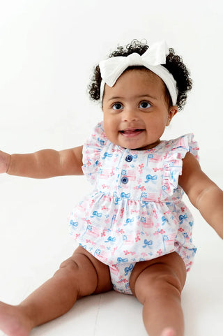 Ollie Jay Knit Patriotic Flags Betsy Romper