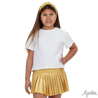 Azarhia Mini Pleated Skort - Gold Shimmer