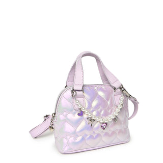 Quilted Hearts Metallic Mini Satchel Crossbody Bag
