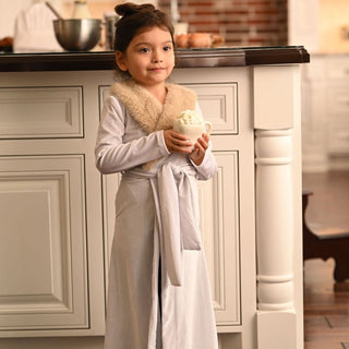 Sugar Bee Mini Eleanor fur trimmed robe in cafe au lait, additional view