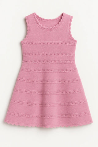 Limeapple Cali Pink Crochet Flare Summer Dress