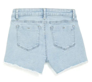 Tractr Brittany Polkadot Jacquard Fray Hem Denim Shorts