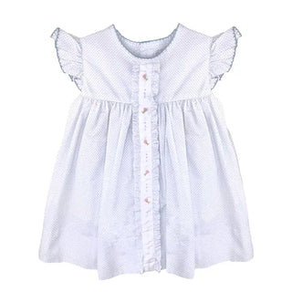 Petit Ami Blue Polka Dot Rosette Center Panele Bloomer Set