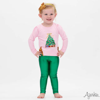 Glitter CHRISTMAS TREE on Pink Holly Sweatshirt