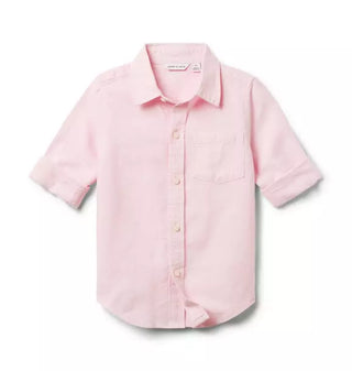 Janie + Jack Pink Button Front Linen Shirt