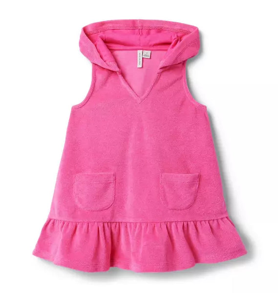 Janie + Jack Pink Hooded Terry Swim Cover-Up