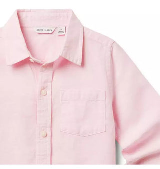 Janie + Jack Pink Button Front Linen Shirt