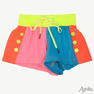 Azarhia Pink Neon Colorblock Shorts