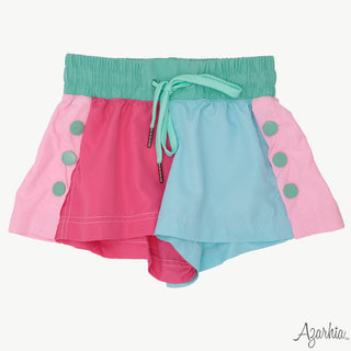 Azarhia Pinks and Blues Colorblock Shorts