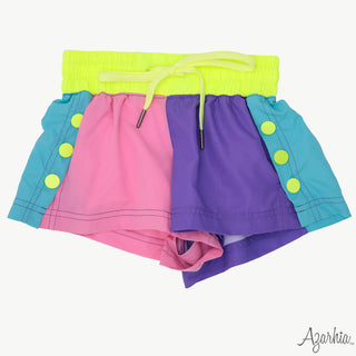 Azarhia Purple Neon Colorblock Shorts