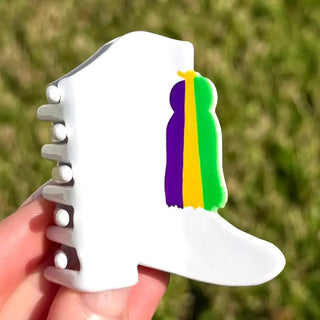 Mini Mardi Gras Marching Boot Custom Claw Clip