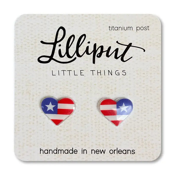 Lilliput Little Things Earrings - American Flag Heart