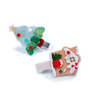 Acrylic Hair Clips - Gingerbread House & Christmas Tree