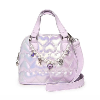 Quilted Hearts Metallic Mini Satchel Crossbody Bag