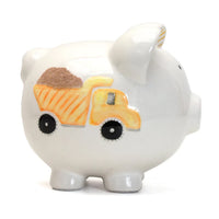 Ceramic Piggy Bank - Digger Dump Truck