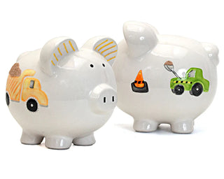 Ceramic Piggy Bank - Digger Dump Truck