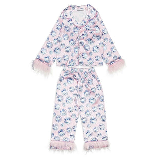 Mini Dreamers Disco Ball Feather Trim Ivory Silky Set
