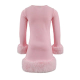 Lola and the Boys Pink Penelope Dress w/ Faux Fur Trim