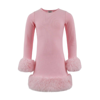 Lola and the Boys Pink Penelope Dress w/ Faux Fur Trim