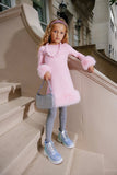 Lola and the Boys Pink Penelope Dress w/ Faux Fur Trim