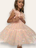 Lola and the Boys Sequin Daisy Ruffle Tulle Dress