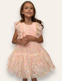 Lola and the Boys Sequin Daisy Ruffle Tulle Dress
