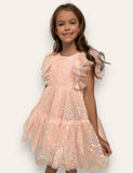 Lola and the Boys Sequin Daisy Ruffle Tulle Dress