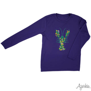 Azarhia Mardi Gras- Water Color Purple Crawfish Long Sleeve