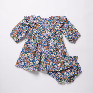 Girls Everly Dress - True Blue Sketched Floral