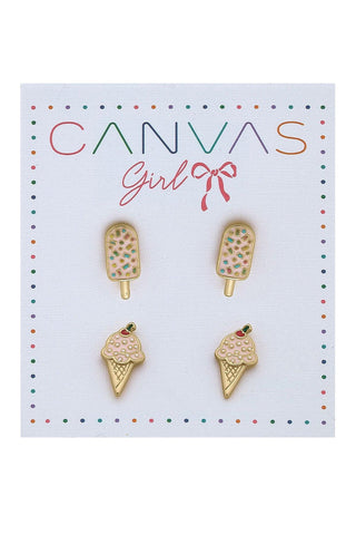 Canvas Girl Ice Cream 2 pack Earrings